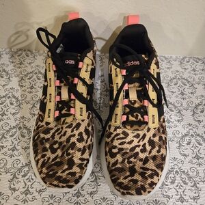 adidas Leopard Print Athletic Shoes with Pink Accents
